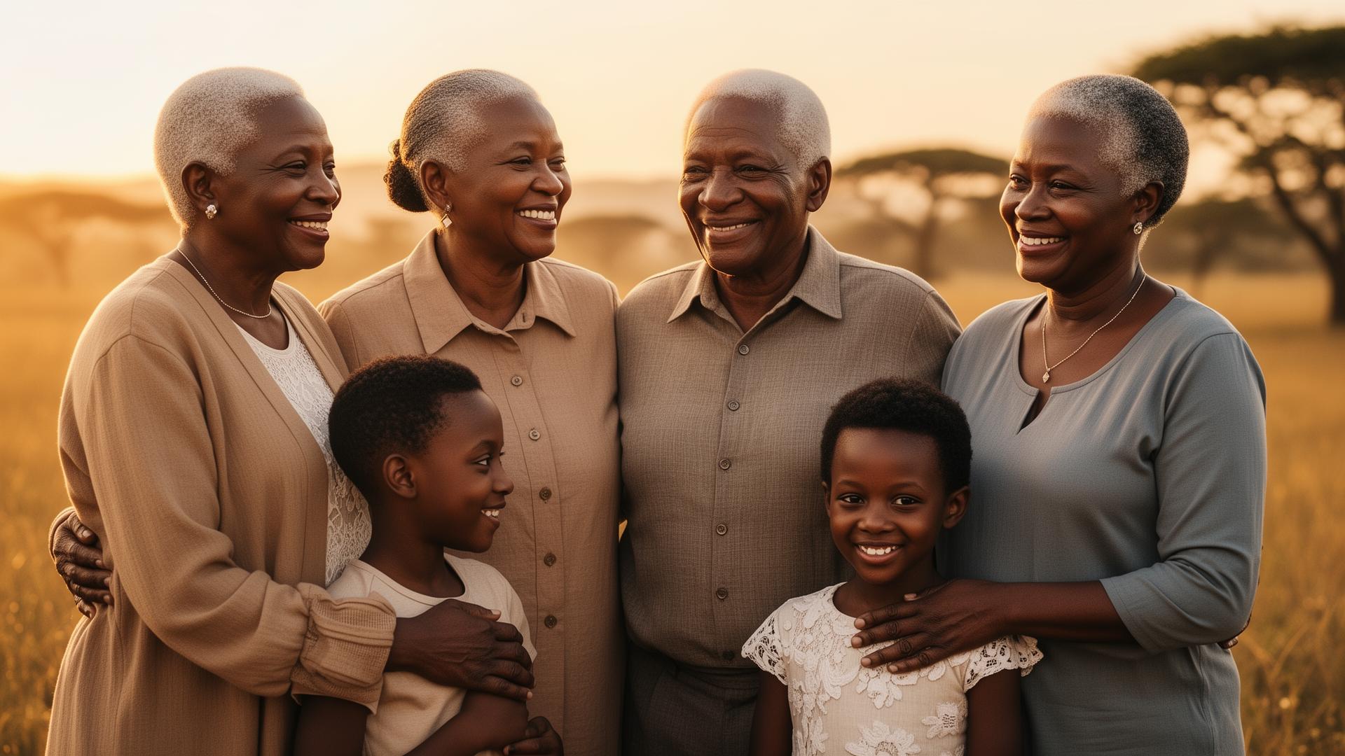 Multi-generational South African family smiling together